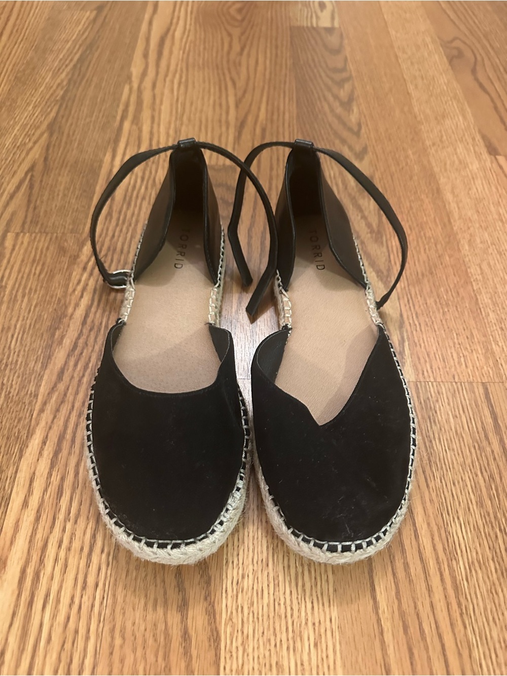 torrid Black Suede Ankle-Strap Espadrille Flats